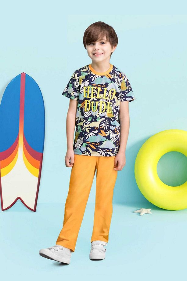 Hello Dude Lacivert Erkek Çocuk Pijama Takımı - 1