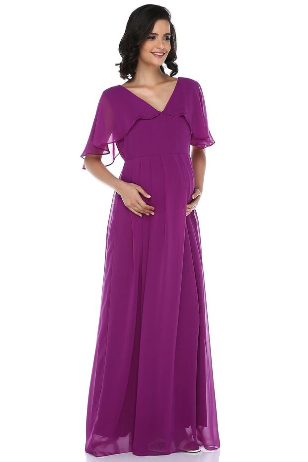 Melek Kol Hamile Elbisesi Mor - 1