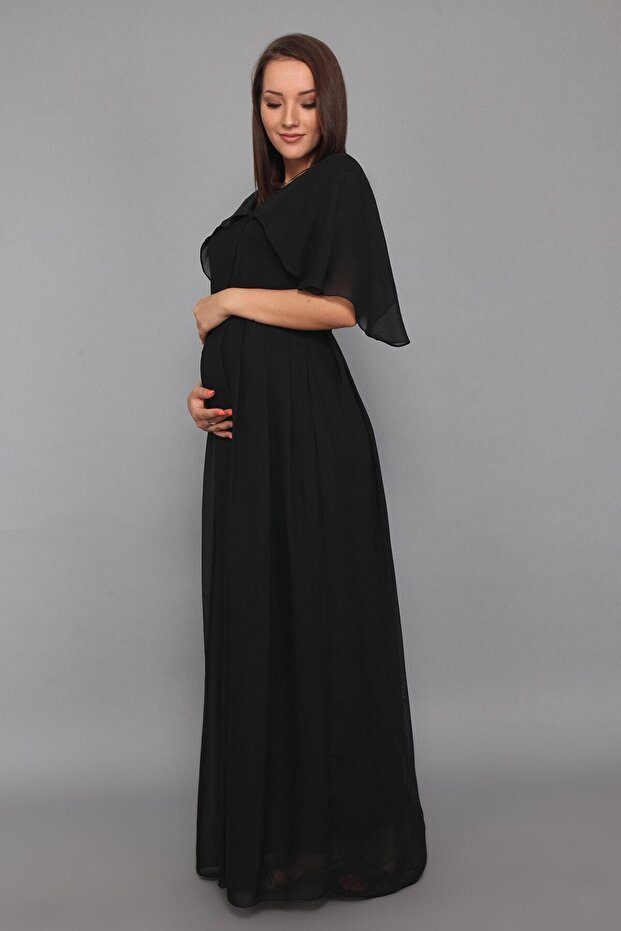 Melek Kol Hamile Elbisesi Siyah - 4