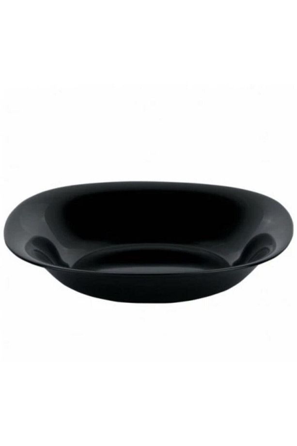 6 'lı Siyah Yemek Tabağı Carine Black 6 Adet Siyah Çukur Yemek Tabağı 21 Cm - 2