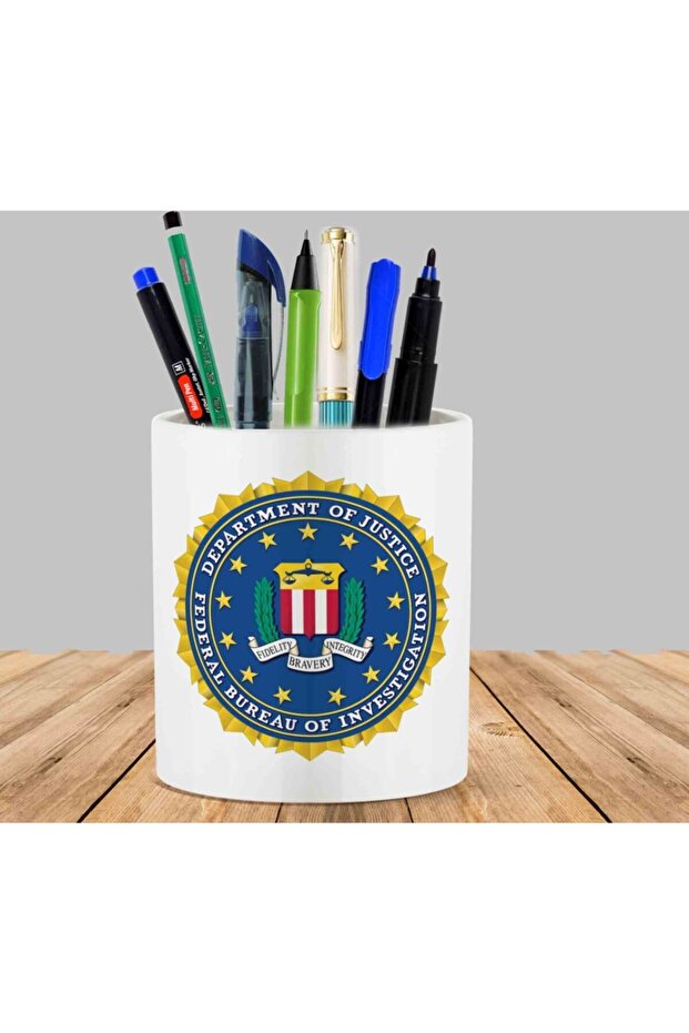 Fbi Logo Cactus Succulent Flower Pot Pen Holder