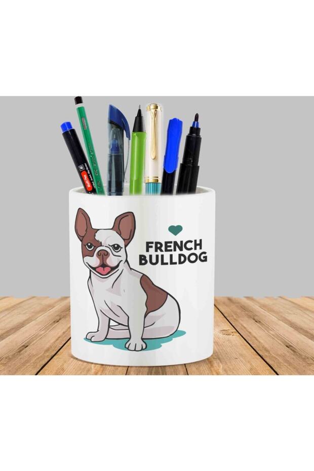 Love French Bulldog Cactus Succulent Flower Pot Pen Holder