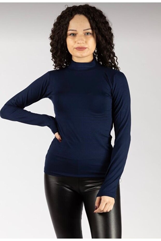 Women's Navy Blue Half Turtleneck Body