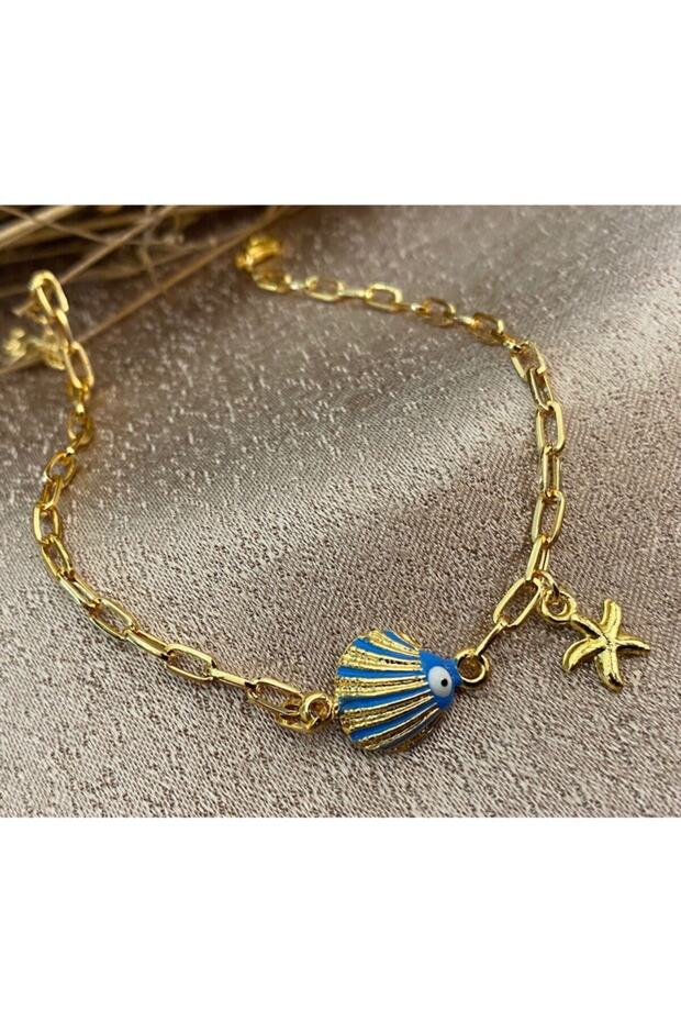 Blue Seashell Anklet - 1