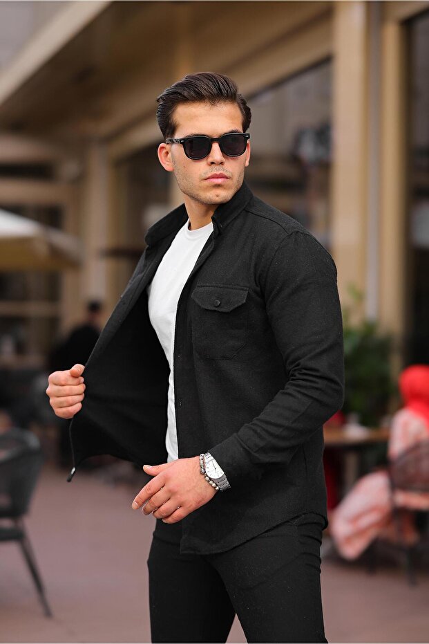 Slim Battal Covered Stamped Shirt MAR B1036