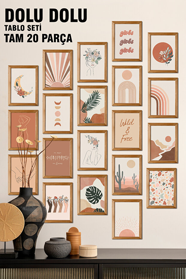 Furniture Full 20 Pcs 13X17 cm 3 mm Mdf Uv Printed Wood Frame Look Painting Set