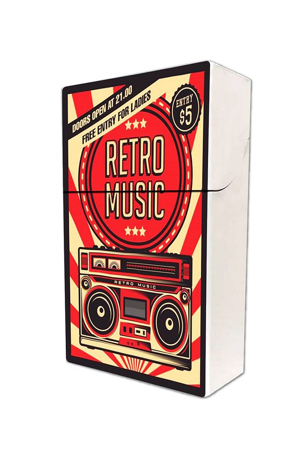 Retro Music Baskılı Sigara Kutusu / Tabakası Standart Boy - 3