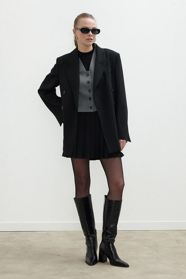 OVERSİZE KRUVAZE BLAZER CEKET SİYAH - 4