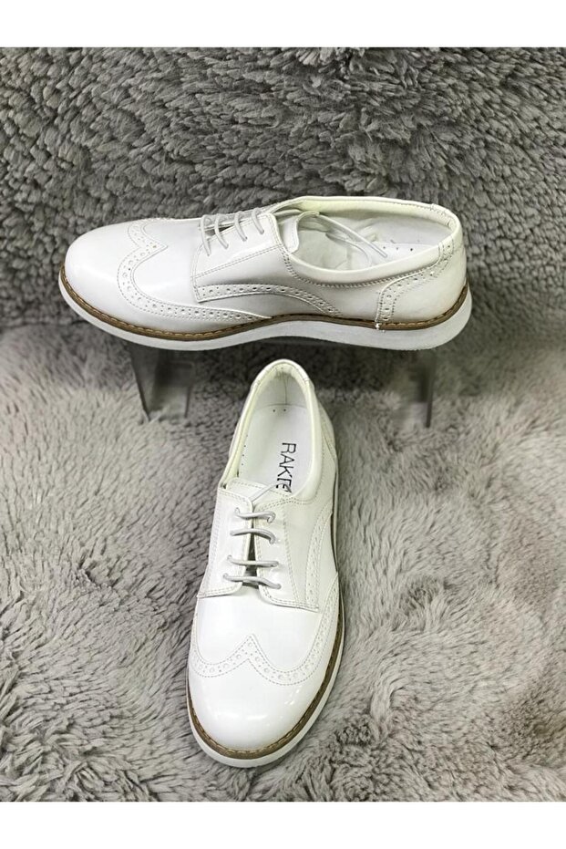 White external material patent leather lace-up men's classic shoes