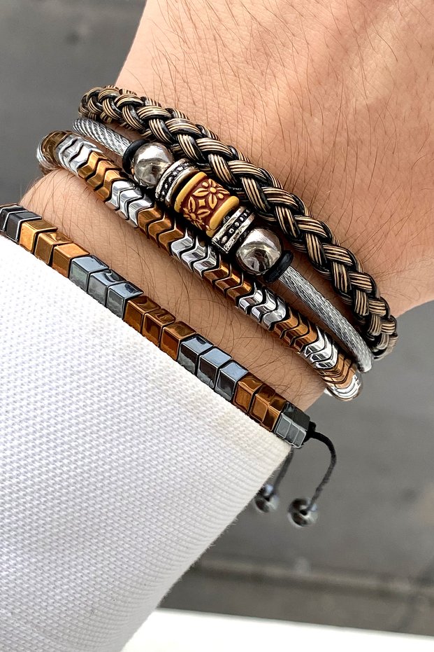 4-Piece Stylish Design Luxury Men's Bracelet Set