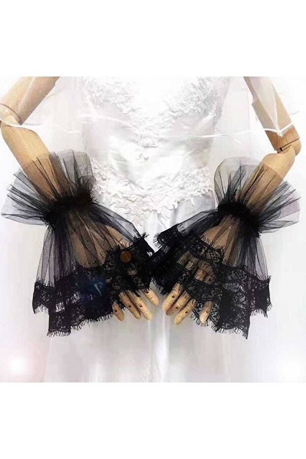 Tulle lace detailed gloves