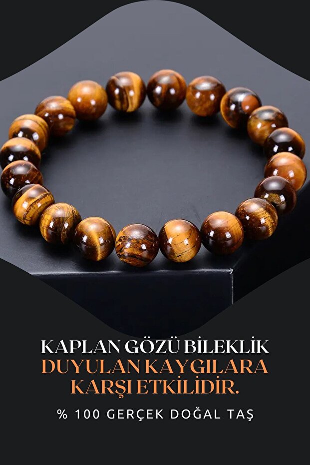 8 mm Natural Stone Tiger Eye Bracelet - Certified, Effective Against Sense Anxiety, Aa Quality