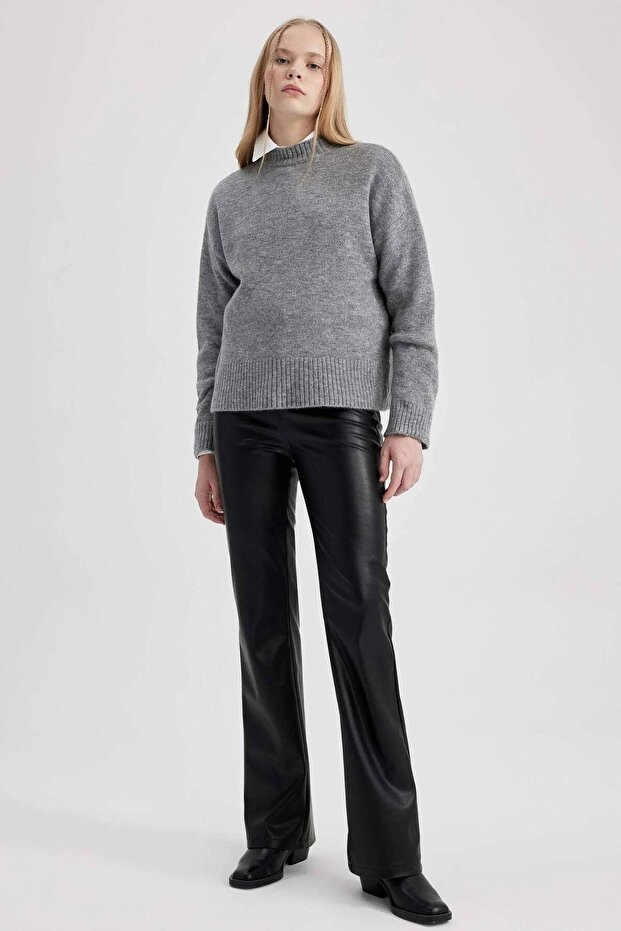R6044Az/Gr210 Defacto Women's Sweater Gray Melange