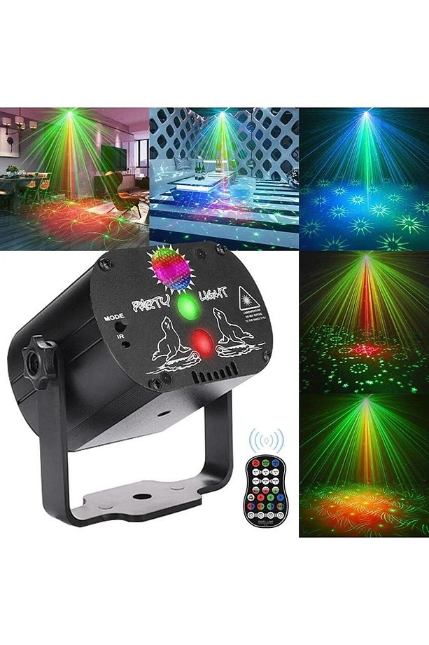 DİSKO LAZER PROJEKTÖR SES KONTROLLÜ RGB LED AYDINLATMALI MİNİ SAHNE PARTİ LAZER SHOW - 1