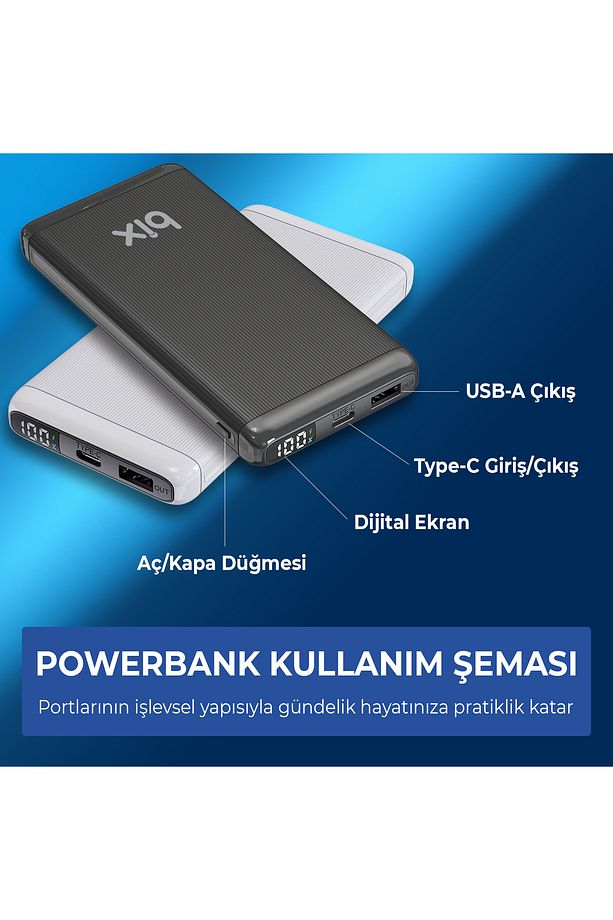 Bxpb107 10000mah 20w Pd Type-c Usb-a Scp 22.5w Qc 3.0 18w Çift Çıkışlı Led Ekranlı Powerbank Beyaz - 8