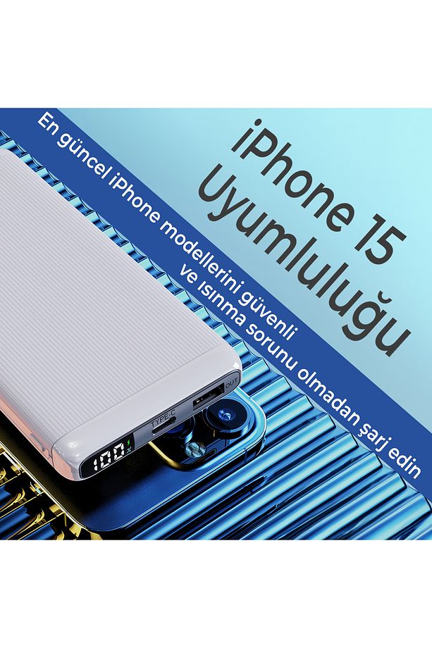 Bxpb107 10000mah 20w Pd Type-c Usb-a Scp 22.5w Qc 3.0 18w Çift Çıkışlı Led Ekranlı Powerbank Beyaz - 6
