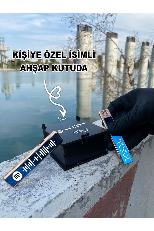 Kişiye Özel İsimli Spotify KOD Şarjlı Lüks Çakmak & Özel Ahşap Kutusunda - 1