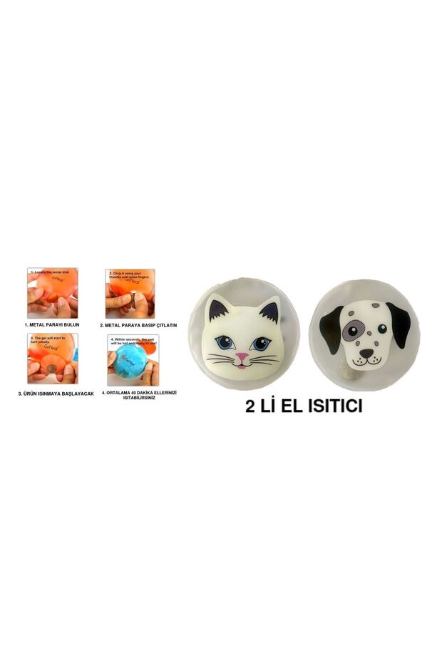 KEDİ VE KÖPEKLİ CEP SOBASI,EL ISITICI,2 ADET SICAK SU TORBASI PVC 9cm - 1