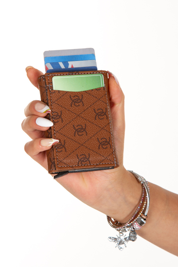 Unisex Patterned Anti-Theft Rfid Protected Vegan Leather Wallet and Card Holder