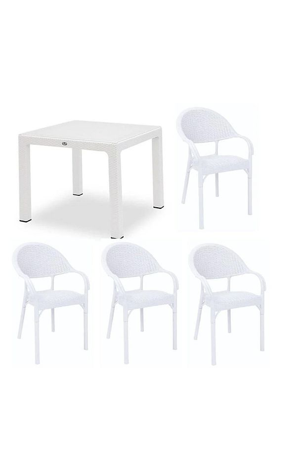 Capissi Camlı Masa Takımı 4 Adet Koltuklu 90x90 CMS-10006 - 7