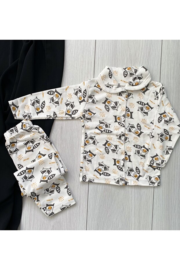 Bebek Rakun Desenli Pijama Takımı - 1