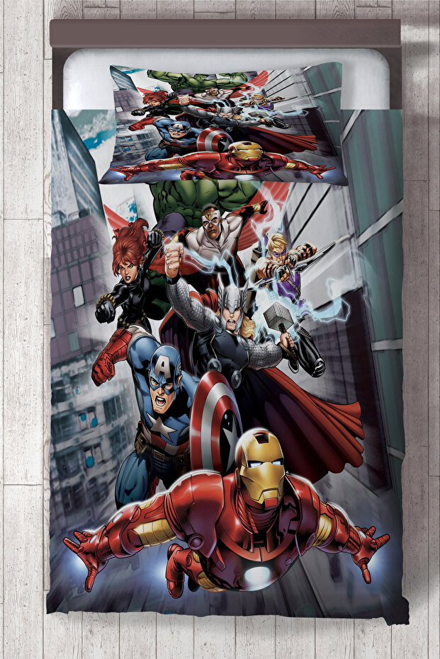 مفرش سرير لغرفة الأطفال بتصميم Marvel Super Heroes TLAY-302