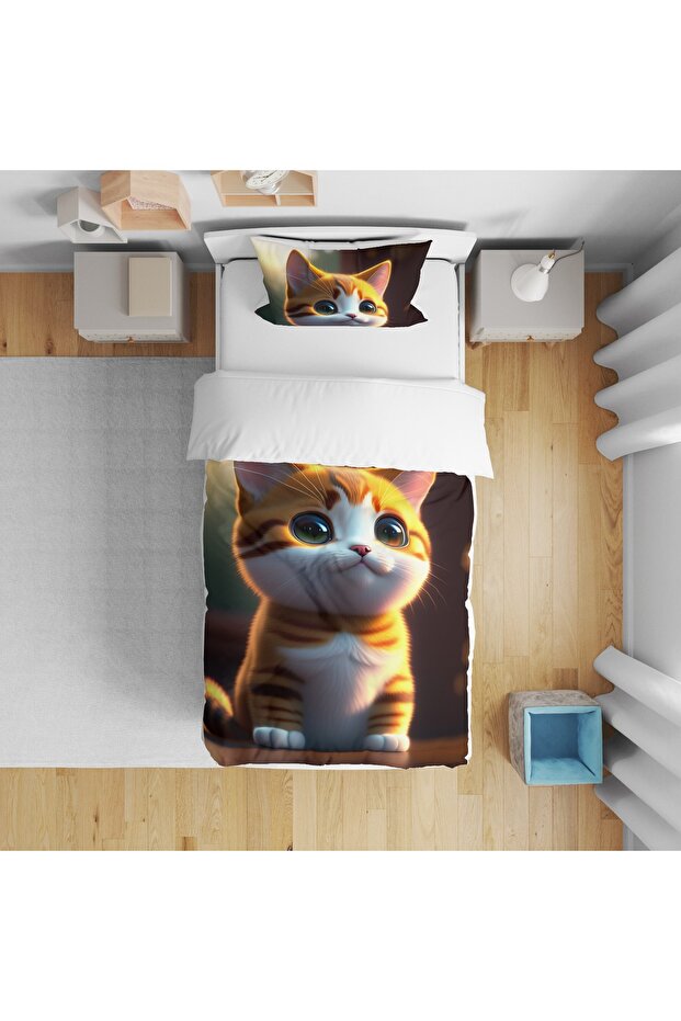 3D DIGITAL PRINTING SINGLE PERSON Duvet Cover Set WITH ELASTIC SHEETS