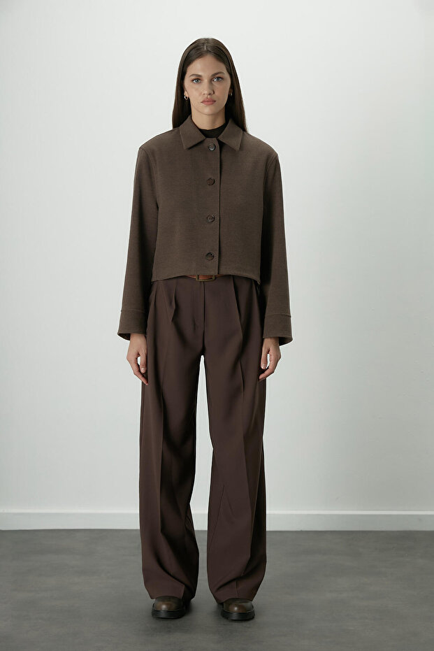 DONA PLISOWANE SPODNIE PALAZZO JASNY BRĄZ - 3