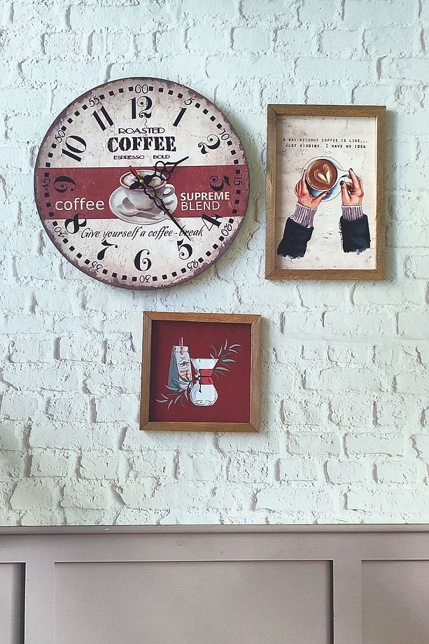 Uv Mutfak Duvar Saati. A Day Without Coffee. Just Kidding. Ahşap Çerçeveli Tablo - 5