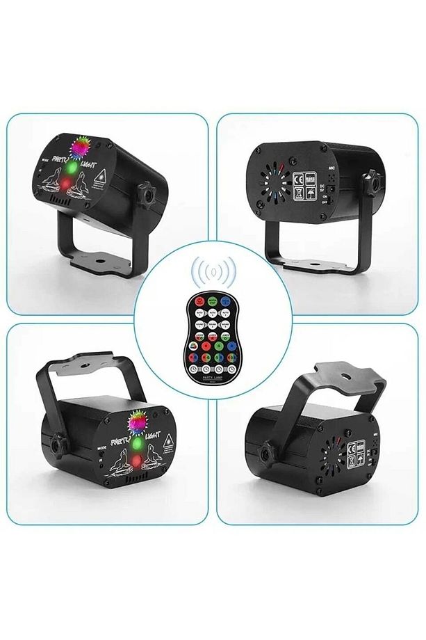 DİSKO LAZER PROJEKTÖR SES KONTROLLÜ RGB LED AYDINLATMALI MİNİ SAHNE PARTİ LAZER SHOW - 3