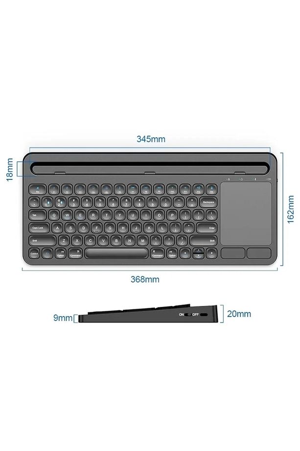 Bluetooh Wıreless Keyboard Siyah Touchpad Kablosuz Q Klavye Kablosuz Tablet Klavyesi Şarjlı Klavye - 2