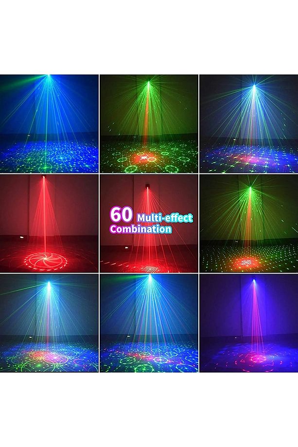 DİSKO LAZER PROJEKTÖR SES KONTROLLÜ RGB LED AYDINLATMALI MİNİ SAHNE PARTİ LAZER SHOW - 8