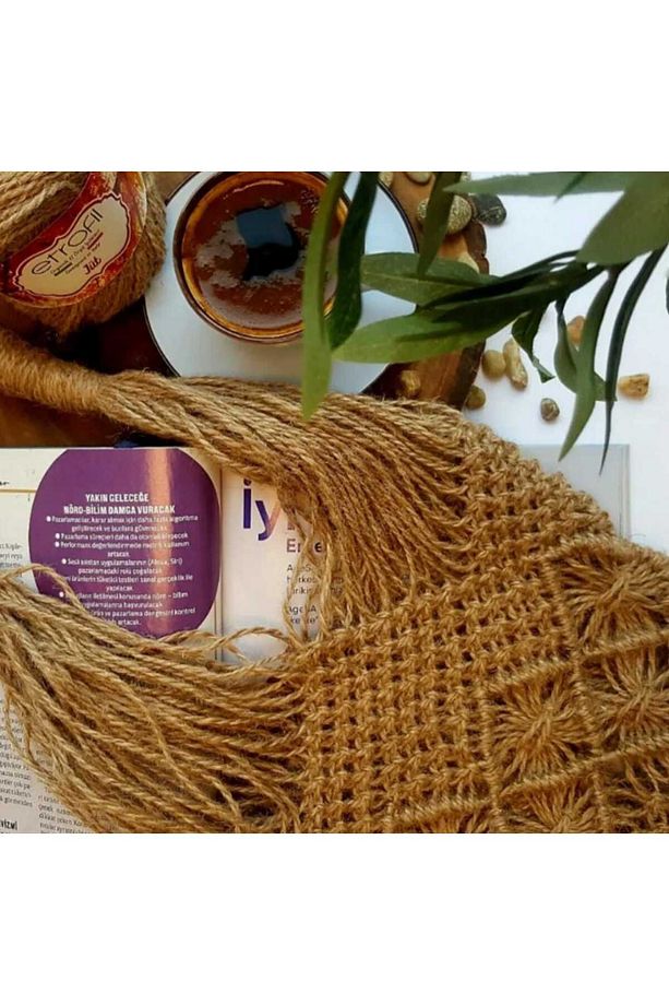 % 100 Naturel Çanta, Hasır Sepet Yapımı İçin Jut El Örgü İpi (2 Adet) - 77039 Bakır - 2