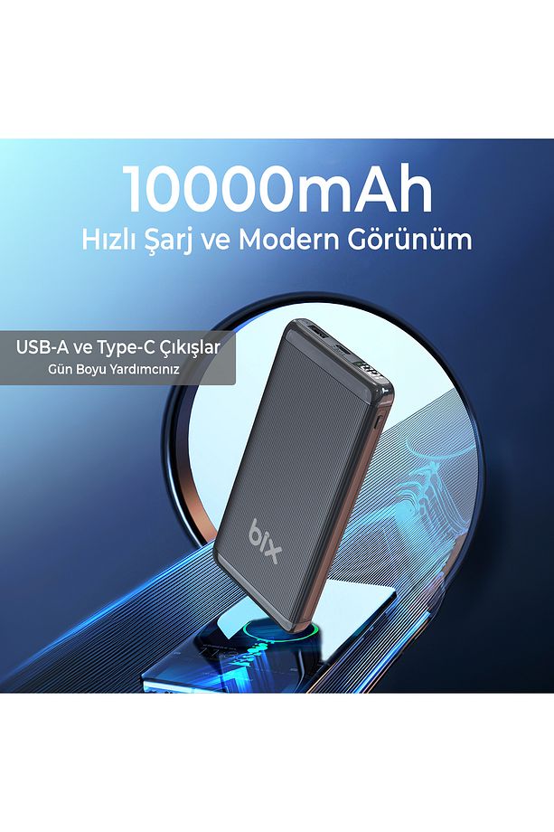 Bxpb107 10000mah 20w Pd Type-c Usb-a Scp 22.5w Qc 3.0 18w Çift Çıkışlı Led Ekranlı Powerbank Siyah - 4