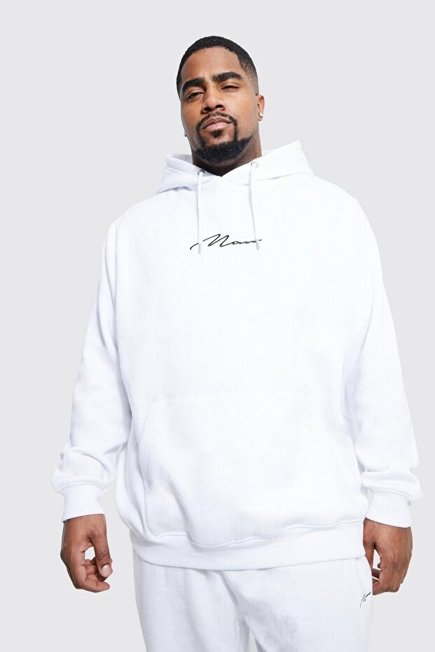 Handwritten Man Printed Unisex Oversize Oversize Hooded Sweatshirt