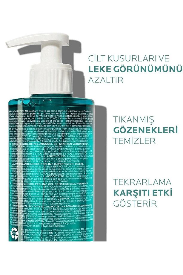 EFFACLAR MICRO-PEELİNG JEL YAĞLI VE AKNE EĞİLİMLİ CİLTLER İÇİN YIKAMA JELİ 400 ML - 3