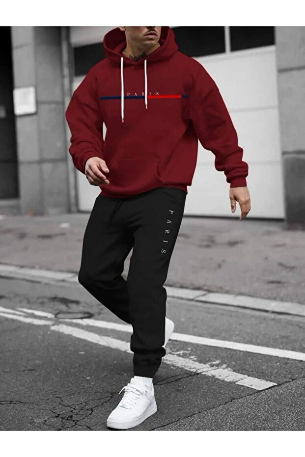Men's Paris Printed Hooded Tracksuit Set
