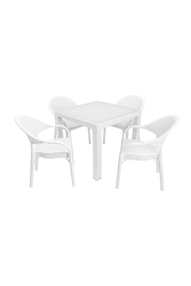 Capissi Camlı Masa Takımı 4 Adet Koltuklu 90x90 CMS-10006 - 1