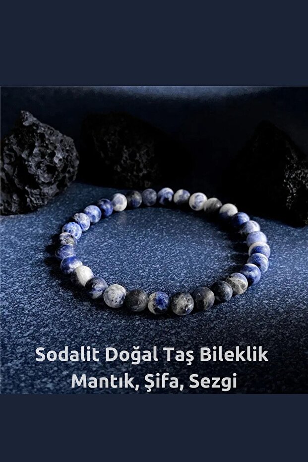 Certified Sodalite Natural Stone Bracelet 6 mm (Logic, Healing, Emotional Balance, Intuition, Truth, Perception)