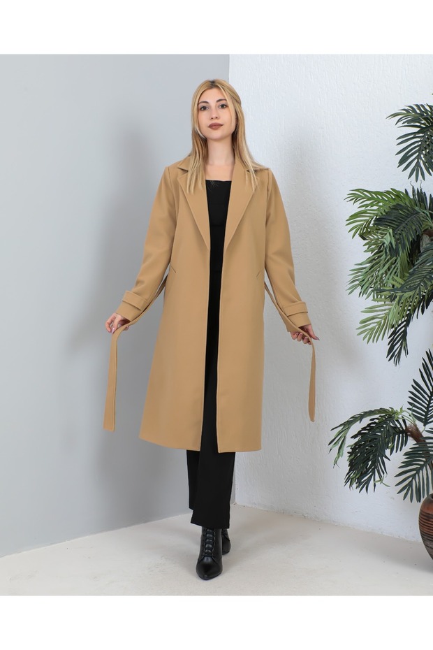 KMKOMBIN CUFF DETAIL BELLOWED DOUBLE POCKET COTTON COAT