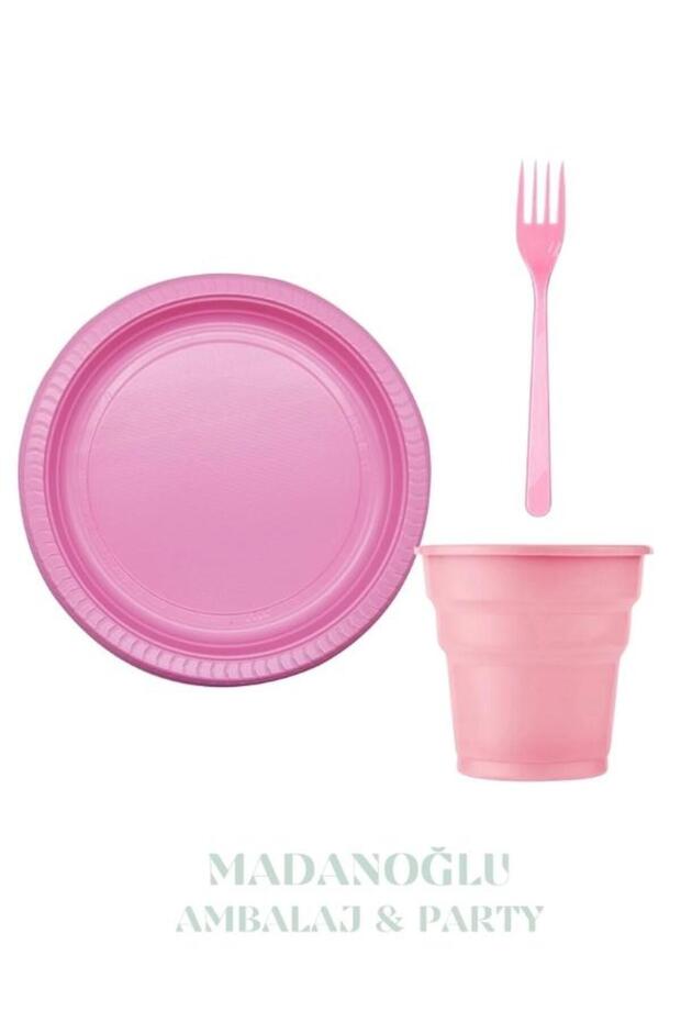 Renkli Lüks Tabak Bardak Çatal 25 kişilik Set - 1
