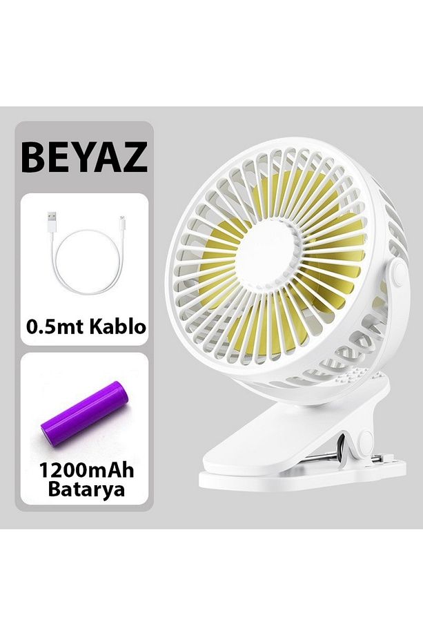 3 Kademe Şarjlı Mandallı 360° Taşınabilir Fan Vantilatör JH-006 - 4