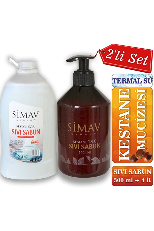 Chestnut Extract and Thermal Water Liquid Soap Set of 2 - 4 Lt + 500 Ml