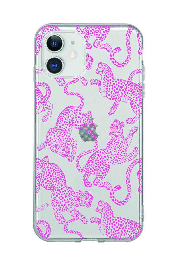 Pink Leopard Pattern Transparent Phone Case Compatible with iPhone 11 - 1