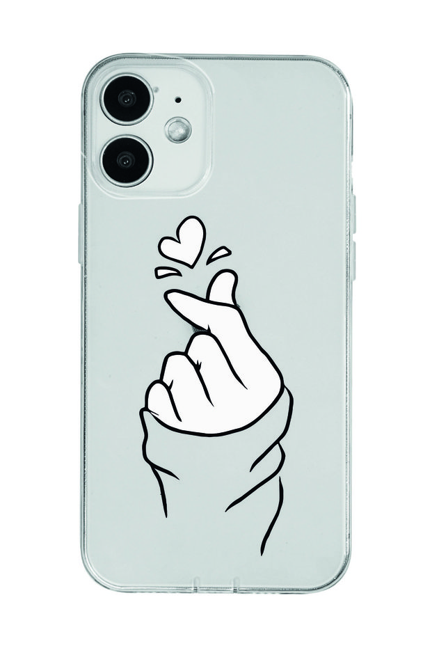 Heart Patterned Transparent Phone Case Compatible with iPhone 12
