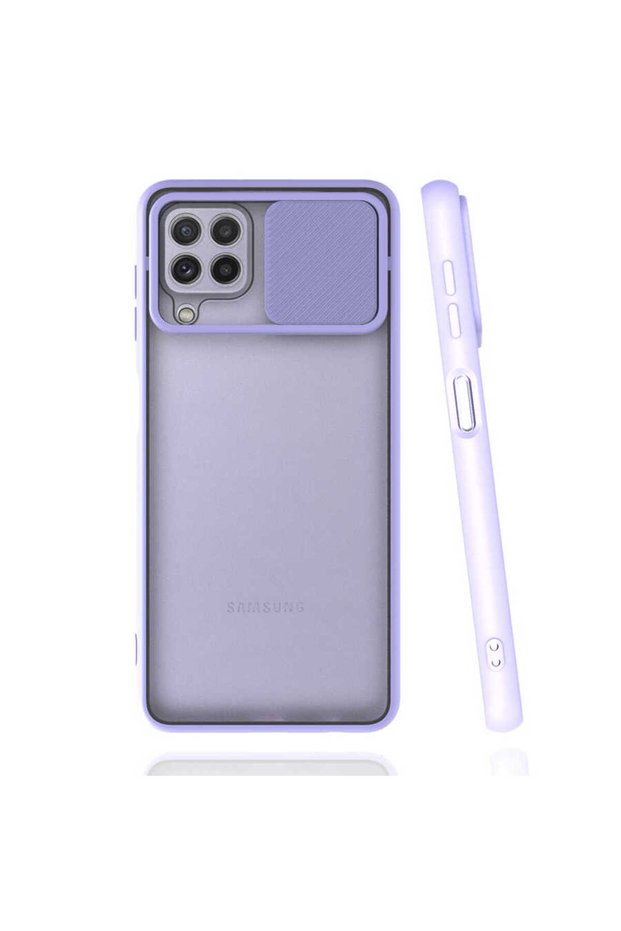 Samsung Galaxy M22 Compatible Case with Camera Cover Lens Protection Matte