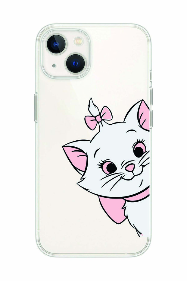 iPhone 13 Compatible Marie Kitty Patterned Transparent Phone Case