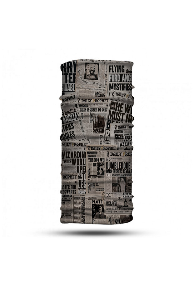 Newspaper Patterned Biker Neckband Bandana Hair Band