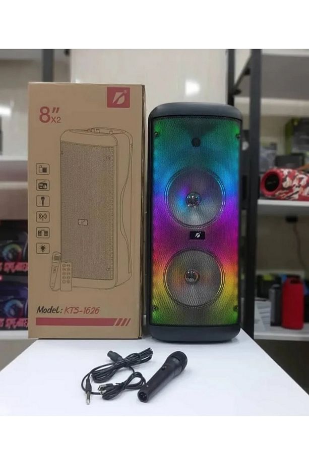 Party Box Bluetooth Hoparlör Büyük Boy Taşınabilir Şarjlı Kablosuz Hoparlör + Karaoke Mikrofon - 2