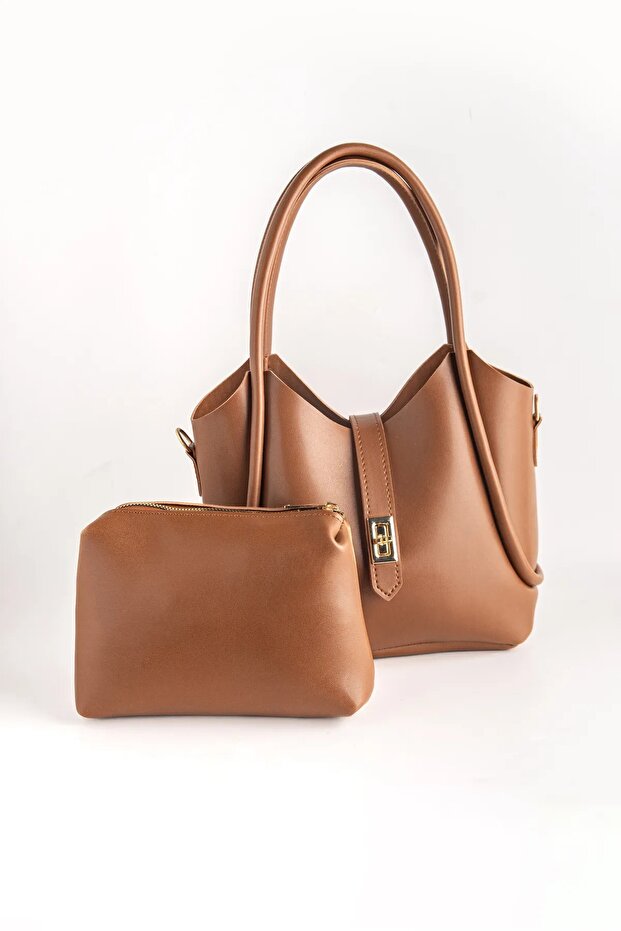 Women's Makeup Bag (Cut) Cross Strap Shoulder Bag with Lock Closure Detail